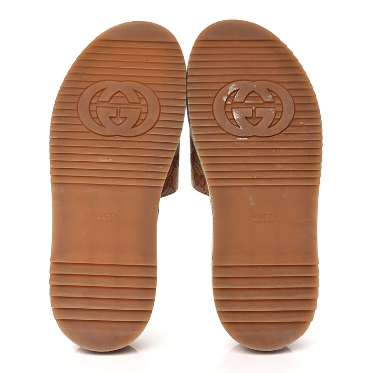 صندل زنانه گوچی ایتالیا GUCCI Canvas GG Monogram Angelina Platform Beige Ruggine Sold کد 1195716