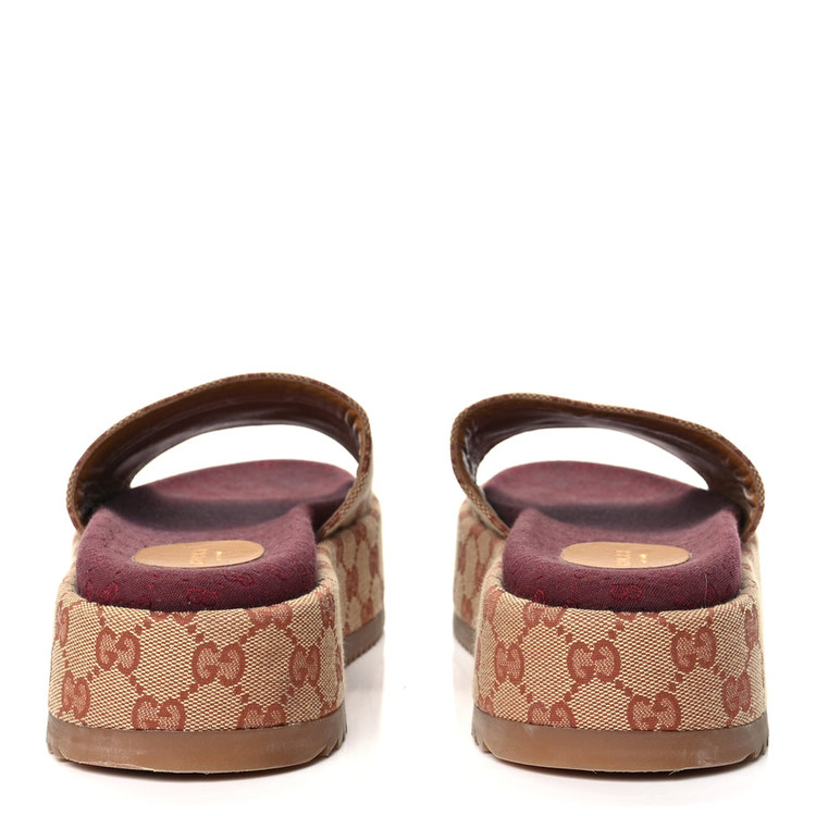 صندل زنانه گوچی ایتالیا GUCCI Canvas GG Monogram Angelina Platform Beige Ruggine Sold کد 1195716