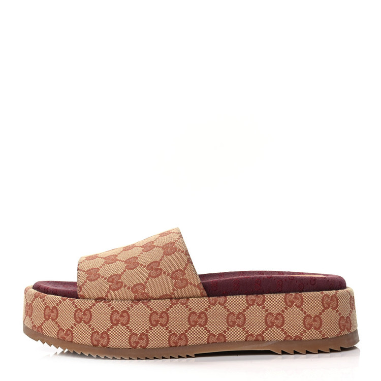 صندل زنانه گوچی ایتالیا GUCCI Canvas GG Monogram Angelina Platform Beige Ruggine Sold کد 1195716